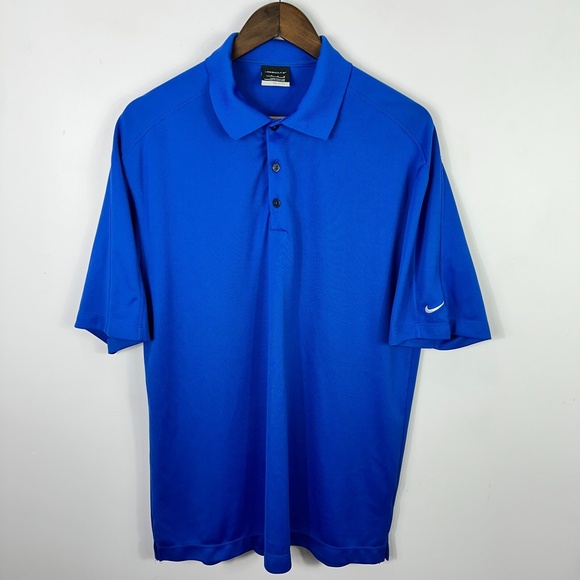 Nike Golf Polo‎ Shirt Men Large FitDry Performance Blue Athleisure Outdoors Gorp - Picture 1 of 7